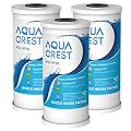 AQUACREST FXHTC Water Filter, Whole House Water Filter, Well Water Filter, Replacement for GE® FXHTC, GXWH40L, American Plumber W10-PR, Culligan® RFC-BBSA, W10-BC, Carbon Filters, 5 Micron, Pack of 3