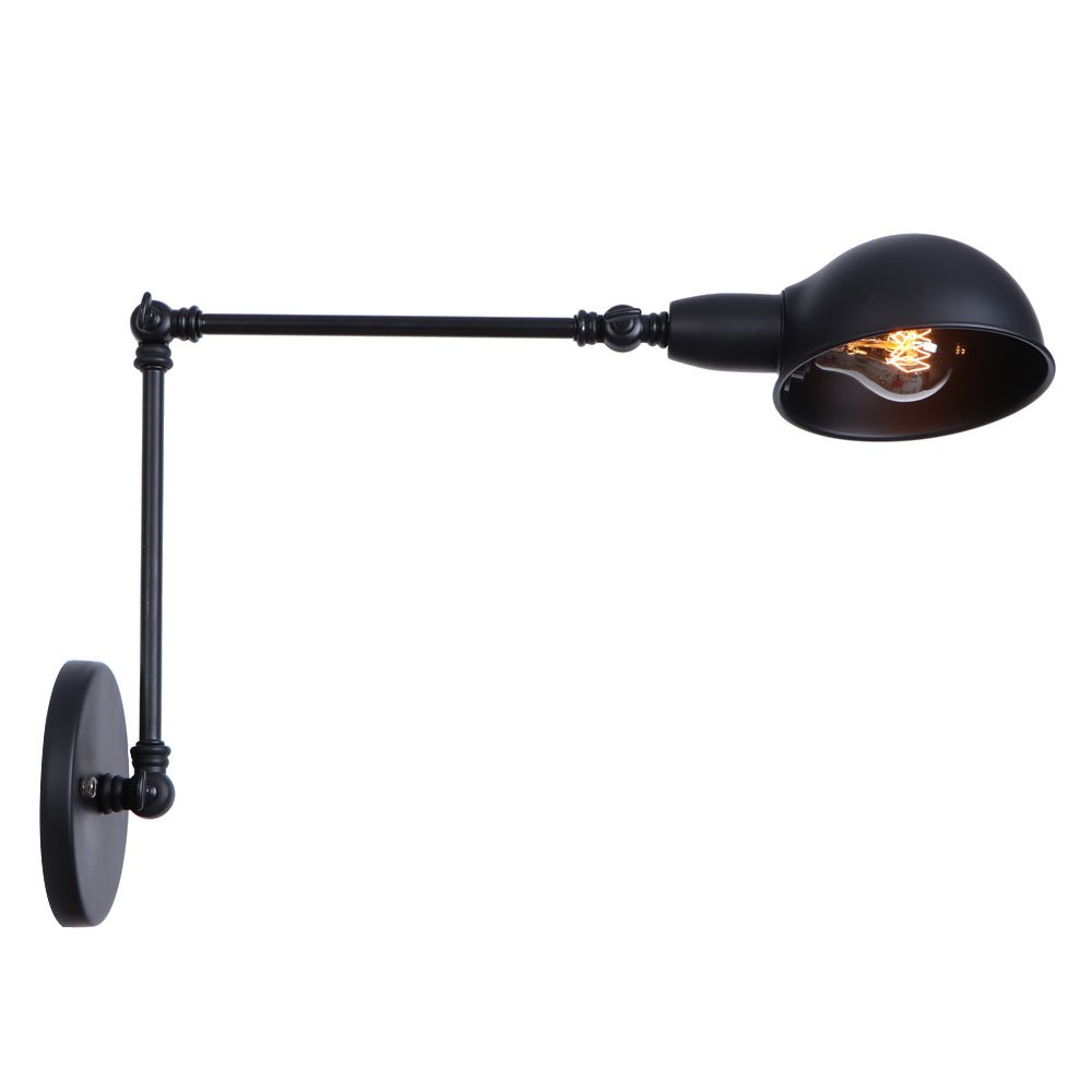 Wall Lamps, Retro Iron Long Arm Wall Lights, with Adjustable Steering Head Industrial Vintage Bedroom Bedside Reading Sconce Luminaire,A,20+20cm