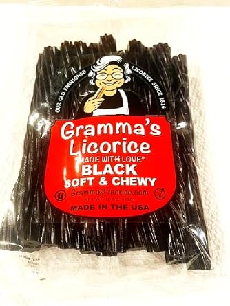 Black Licorice by Grammas Licorice Company Soft & Chewy Twisted Sticks, 1 Pound Bag, 22 Pieces