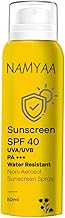 Namyaa Sunscreen Spray SPF40 For Sun Protection Against UVA/UVB With PA+++ (50ml) | Water Resistant & Non-Aerosol Sunscreen Spray Long-lasting Protection for All Skin Types | No White Cast | Light Weight & Invisible | Pack of 1
