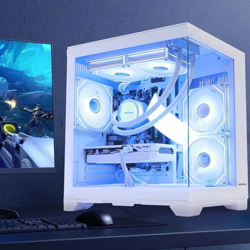 Image of Panorama Gaming PC Desktop AMD Ryzen 7 5700G 8-Core 3.8 GHz, GeForce RTX 5060 8GB DLSS 4 GDDR7, 32GB DDR4 RAM 3200MHz,1TB PCIe + 1TB SATA SSD, WiFi&Bluetooth, Windows 11-White