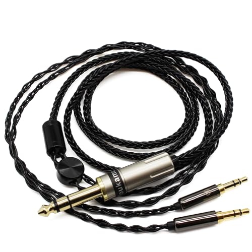 Câble de casque 6,35 mm Youkamoo argenté pour Hifiman HE4XX tressé 8 fils audiophile de 2m.