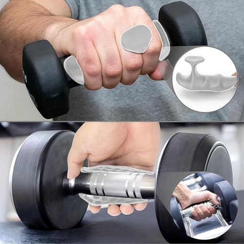 Image of PEOERP Rubber Gym Grips Fingerless Workout Grips - Ergonomic Rubber Hand Protector Gloves For Weight Lifting, Pull-Ups, Gym Training And Exercise, For Men And Women (Gray)
