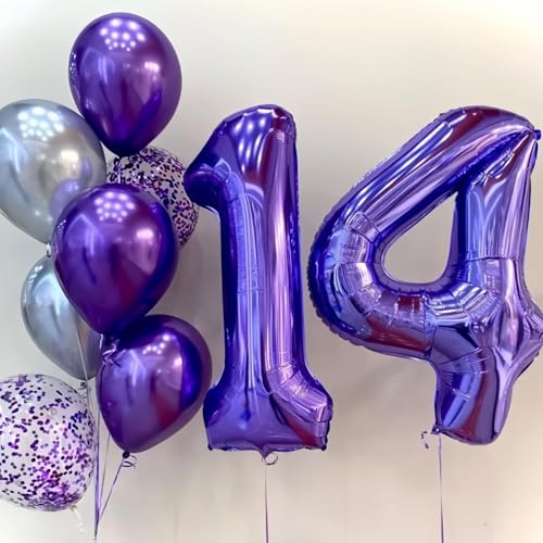 Image of 40 Inch 2nd 20th Birthday Number Balloon, Purple Foil Giant Number 2 Balloons, Self Inflating Number Balloon for Women Happy Birthday Party Anniversary Graduation Party Decoration Girls Kids Supplies