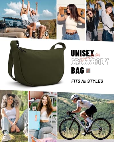 Image of Crossbody Crescent Bag for Women Men Trendy, Crescent Sling Bag with Adjustable Strap, 2 Zippers Lightweight