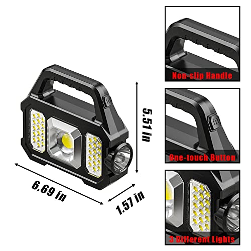 Rechargeable Handheld Light Multifunctional Handheld Flashlight Portable Floodlight Work Light Waterproof Led Searchlight Spotlight With 3 Light Sources 6 Modes For Camping Hiking Emergency 4Pack #TOP2