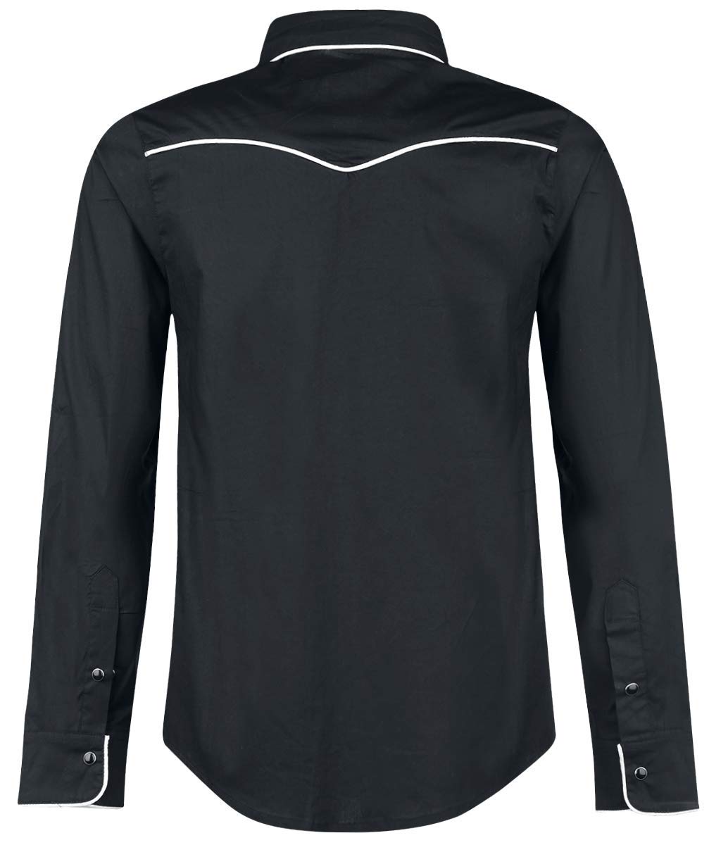 Banned Alternative Plain Trim Hombre Manga Larga Negro-Blanco Regular