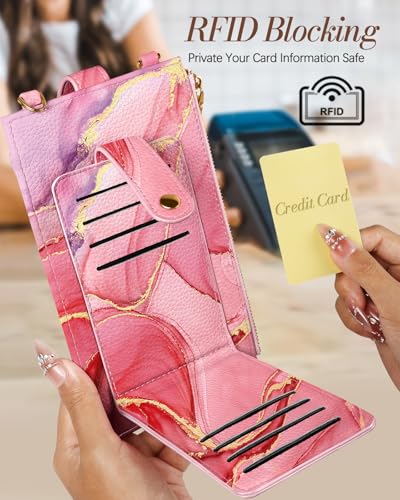Image of Miss Adola Phone Purse Crossbody Bags for Women - Leather Small Cell Phone Wallet RFID Blocking with Card Slots & Adjustable Strap Cute Designer Aesthetic Cross Body Bags, PK Watercolor