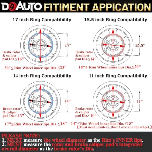 DOAUTO 4X 18-14" 2-Row Wheel LED Chasings-White 6000K Turn Signal/Brake Rim Ring Light Kit RF/APP, 2-in-1 6X Neon Accent Underglow Strip Lights (12"≤ Rotor Brake Dia., 17"≤ Hub Inner Lip Dia.≤23") by DOAUTO - Used condition - Image 2