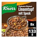 Knorr Großmutters Geheimnis Eintopf Deftiger Linsentopf leckere Suppe mit Speck ohne geschmacksverstärkende Zusatzstoffe und Farbstoffe 8x 133 g