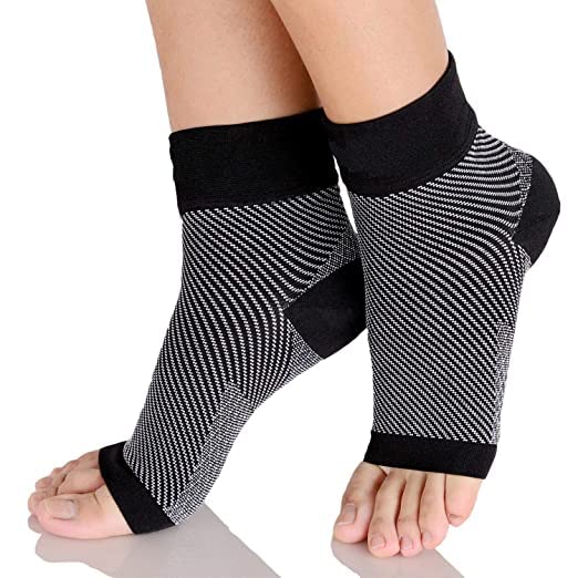 Never Quit Compression Ankle Support - 20-30 mmhg Open Toe ?ompression Socks for Swelling, Plantar Fasciitis, Sprain, Neuropathy - Nano Brace for Women and Men (Black) (B0BN1XDB3D) Amazon Price History, Amazon Price Tracker