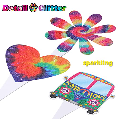48Pcs Tie Dye Cupcake Toppers & Art Rainbow Cupcake Wrappers Tie Dye Birthday Party Decoration For Hippie Theme Groovy Party Carnival Party Supplies #TOP3