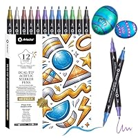 Artecho – Artecho Acrylstifte 12 Metallic Farben, 0.5-5mm Wasserfester