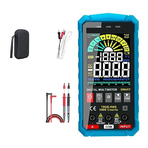 デジタルマルチメータ電圧テスター真の実効値コンデンサ 6000 カウントトランジスタメーター AC DC オームテスター NCV ユニバーサルマルチメトロ 簡単操作(119B-BLUE)