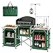 Outsunny Mueble Cocina Camping Armario Camping Plegable con Mesas Armarios Ganchos Estructura de Aluminio Poste de Luz Ajustable Paravientos y Bolsa de Transporte para Acampada 172x48x130 cm Verde