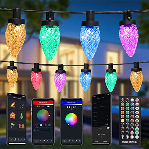 iBaycon Smart C9 Christmas Lights, 100 LED 65ft Bluetooth Outdoor Christmas Lights String, APP Remote Controlled, Music Sync Color Changing RGB Connectable Christmas Lights for Christmas Decorations iBaycon Smart C9 Christmas Lights, 100 LED 65ft Bluetooth Outdoor Christmas Lights String, APP Remote Controlled, Music Sync Color Changing RGB Connectable Christmas Lights for Christmas Decorations