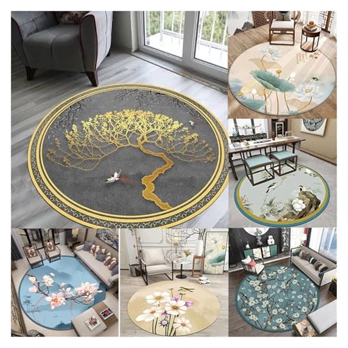 Tapis rond fleur et paysage classique protège-sol sous table
