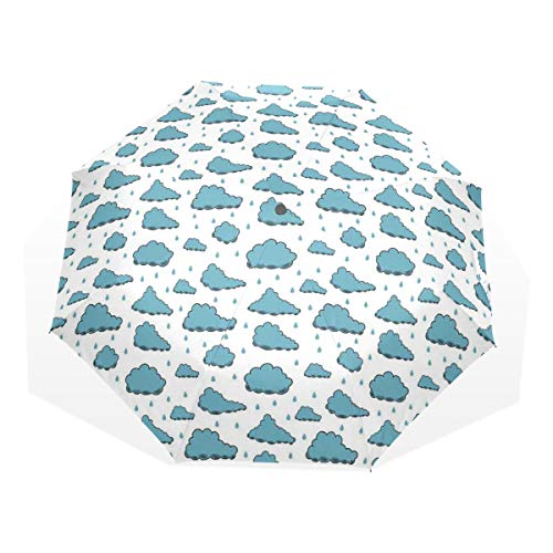 Preisvergleich Produktbild LASINSU Regenschirm,Netter Cumulus Regenwolken Himmel Kinder Kinderzimmer Spielzimmer Wetter CartoonFaltbar Kompakt Sonnenschirm UV Schutz Winddicht Regenschirm