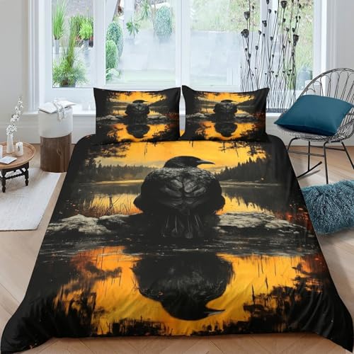 Housse de couette corbeaux impression 3D haute définition en microfibre premium 135x200cm - 2