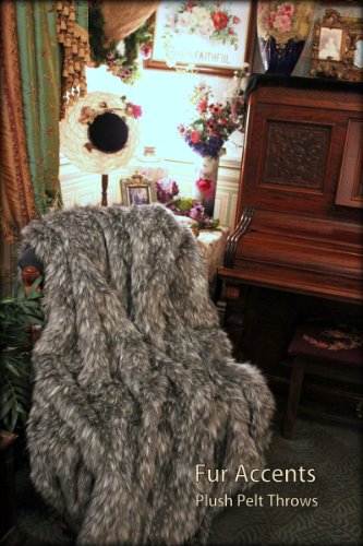 Plush Faux Fur Throw Blanket/Coverlet/Multi Color Gray Wolf Shaggy Bear Skin Luxury Faux Fur Throw / 6' / New #TOP4