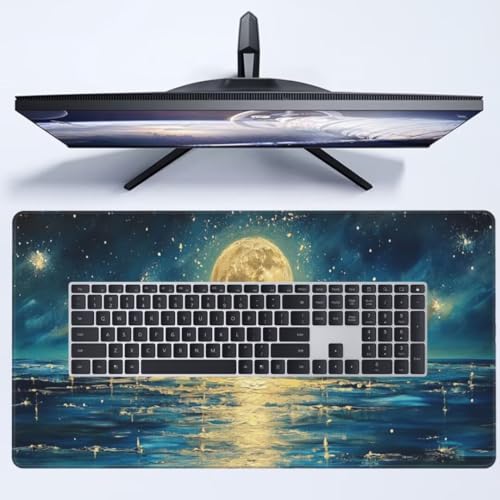 Tapis de souris antidérapant XXL bleu sous-main de bureau imperméable mer