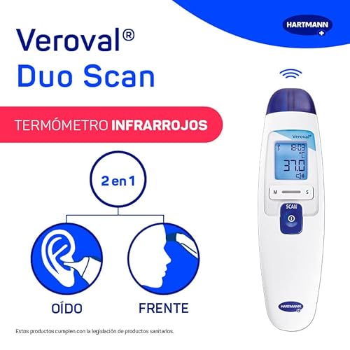 VEROVAL Duo Scan, Termómetro Infrarrojos 2 en 1, Termómetro Digital para Bebés, Ideal para Medir la Fiebre en Casa, Medición Rápida y Precisa de la Temperatura Corporal, sin Contacto, Color Blanco - imagen 2