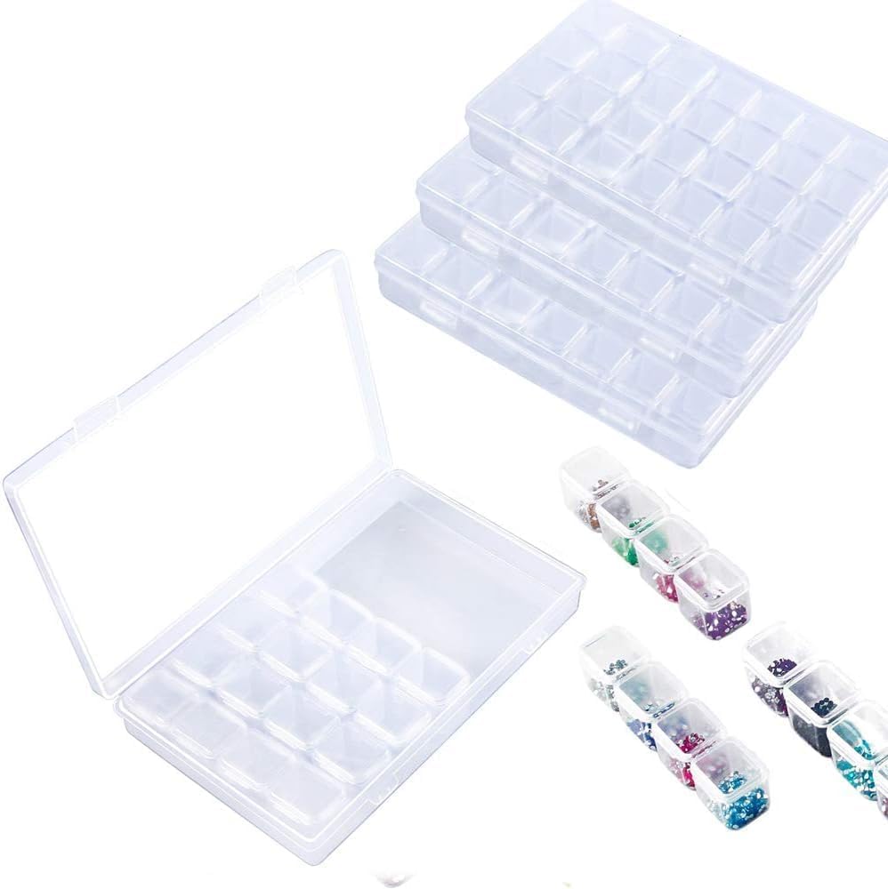 Storage Box 28 GRIDS Organizers Clear Bead Container, Simuer Diamond Embroidery Box Diamond Painting Accessory Storage Box Transparent Jewelry Nail Art Accessory Container Case-image-11