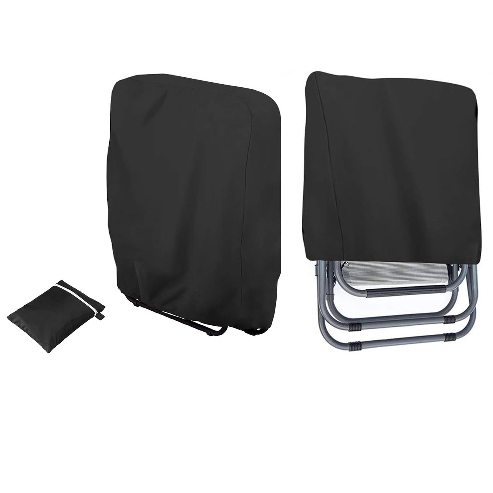 Garden Folding Sunbed Cover,Sun Lounger Covers,Oxford Fabric Waterproof Lounger Folding Chair Cover Outdoor,Rattan Sun Loungers Outdoor Furniture Protection (Size:2PCS-71x20x34/110cm,Color:Black 210D)