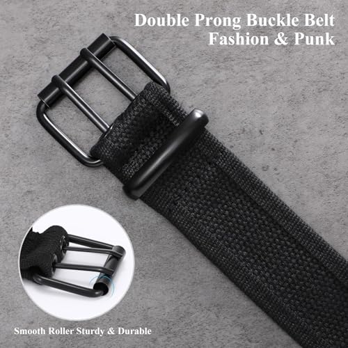 WHIPPY Canvas Double Grommet Belt Unisex Casual Double Prong Belt for Men Women for Jeans Pants3