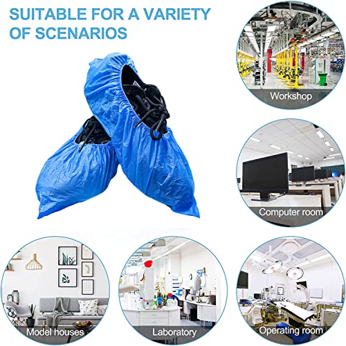 Zxfuture 50 Pack 25 Pairs Hygienic Boot & Shoe Covers Disposable Non-Slip Waterproof Slip Resistant, Durable For Construction, Workplace, Indoor Carpet Floor Protection, One Size Fits Most(Blue) #TOP3