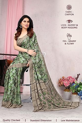 Image of MIRCHI FASHION Saree for Woman Chiffon Floral Printed | Polished Professional Office and Regular Daily Use Sari with Blouse Piece