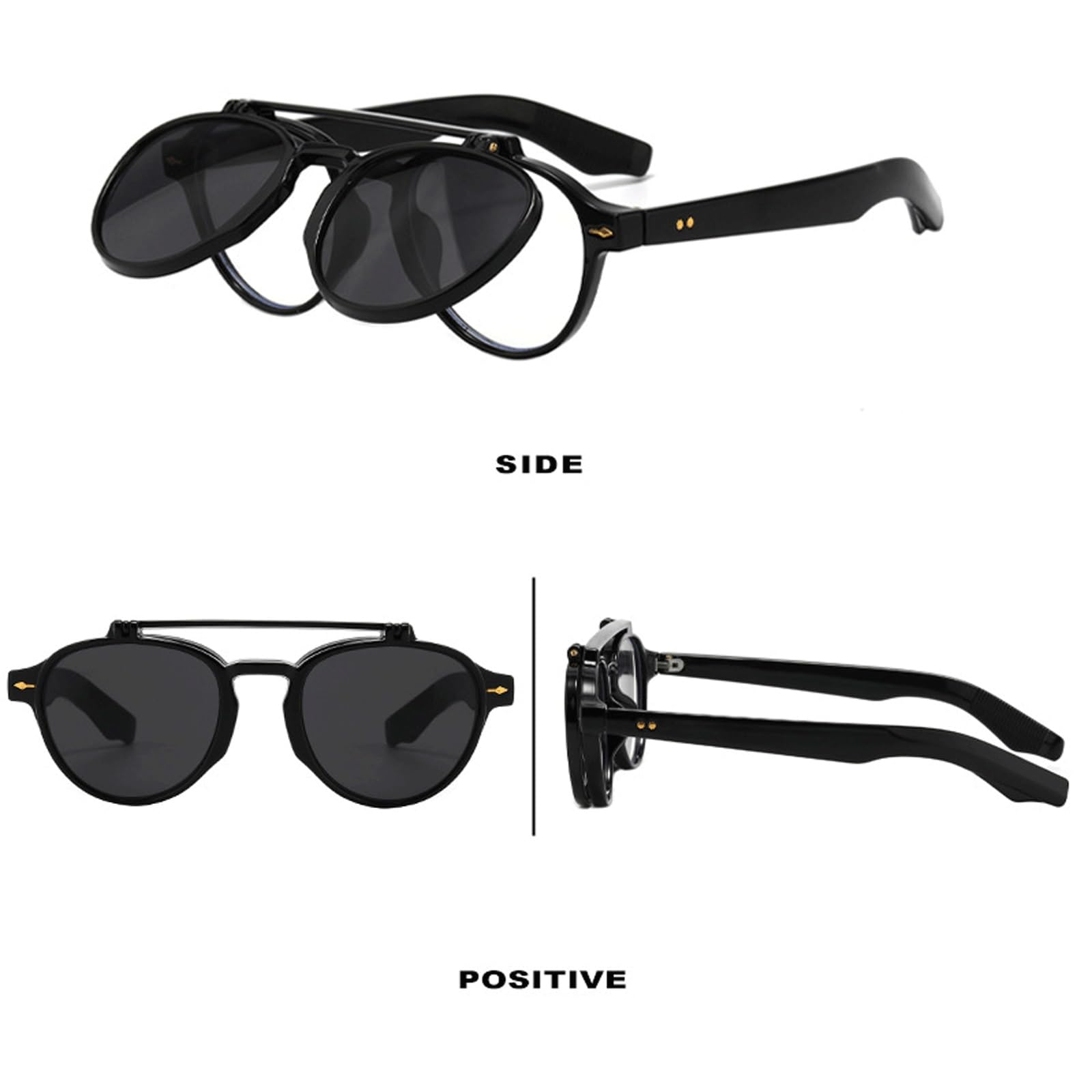 Monturas de Gafas abatibles Que bloquean Las Gafas de Sol | Gafas sin receta for ordenador, gafas de lectura de Metal for PC, unisex(Leopard)