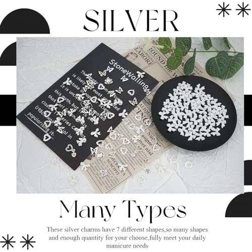 50% Off 120PCS Silver Nail Charms with 7 Shapes for Nail Art - Image 5