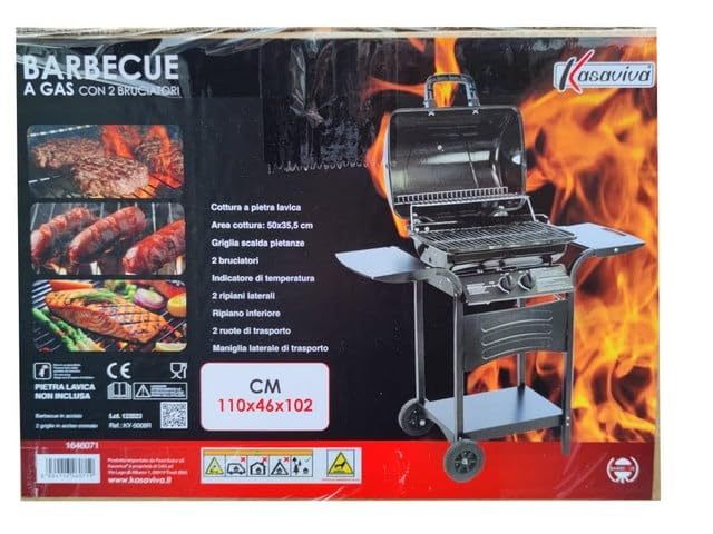 Barbecue a Gas con Coperchio e Mensole 2 Bruciatori BBQ 110 x 46 x 102 cm