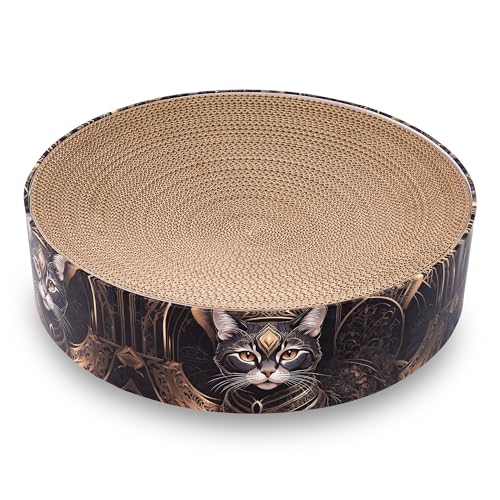 Petaureus Katzen Kratzmöbel Zylinder mit Inlay | Stilvoll & nachhaltig | Ø 40 cm | Kratzbrett aus recyceltem Karton mit wechselbarem Einsatz (1920 Art Deko Design)