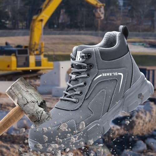 Image of Nasogetch Waterproof Work Boots for Men Women Steel Toe Boots Lightweight Indestructible Slip Resistant Construction Safety Boots