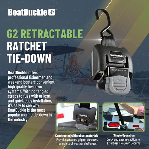 BoatBuckle Retractable Boat Trailer Tie-Down, Freshwater, 2x43-Inch, 2-Pack | Heavy-Duty Boat Straps, 2,500 lb Break Strength, Hardware Included, for Freshwater Environments, Bolt on Trailer, F08893 - Image 3