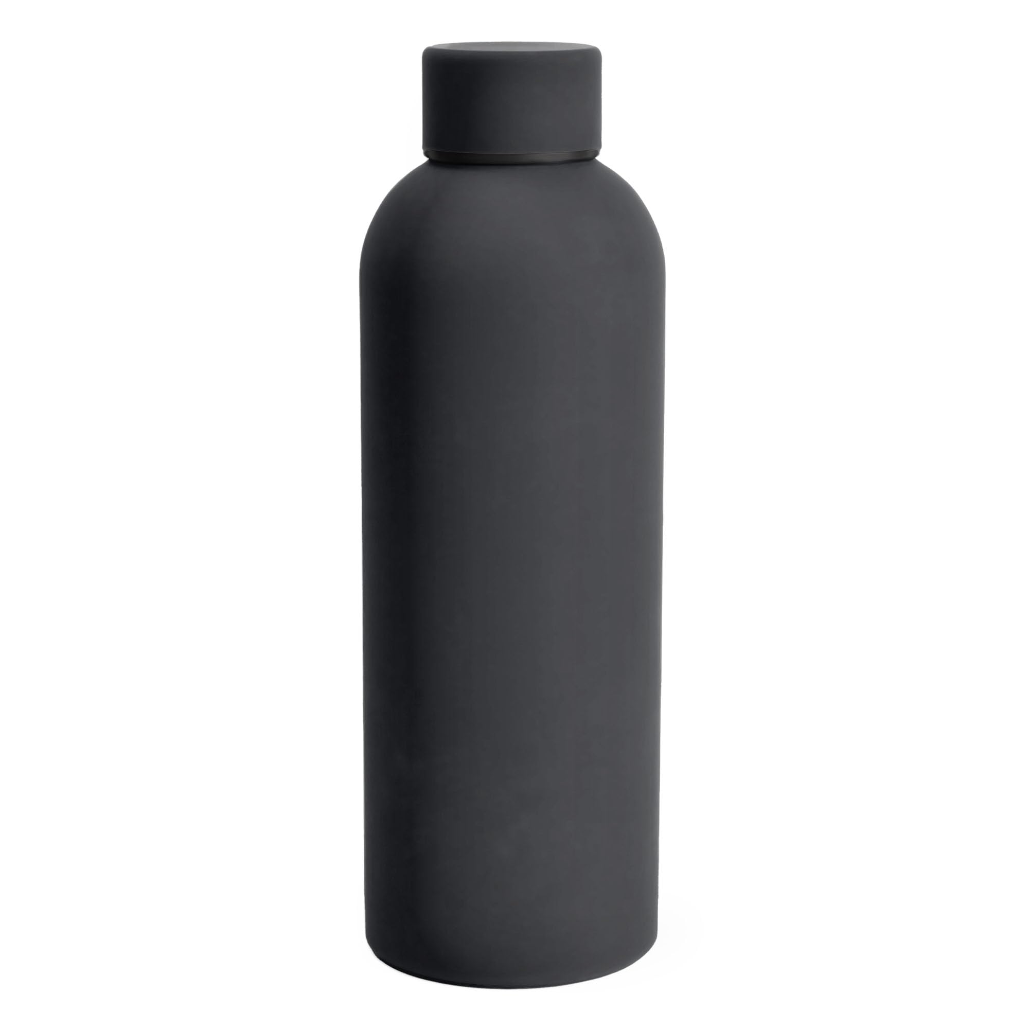 SuperGeneriX 17oz Matte Finish Stainless Steel Water Bottle | Vacuum Insulated Travel Bottle |12 hrs Hot & 18 hrs Cold| Smooth Rubber Finish Water Bottle (Black)