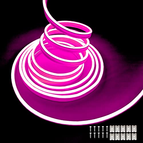 Balabaxer Barre lumineuse LED néon Rose, 5 m 12 V DC 600 SMD2835 LED étanche pour décoration intérieure et extérieure (sans entraînement)