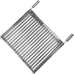 Grelha Argentina Parrilla Inox para Churrasco, 30x50cm, com Coletor de Gordura, Estrutura Reforçada