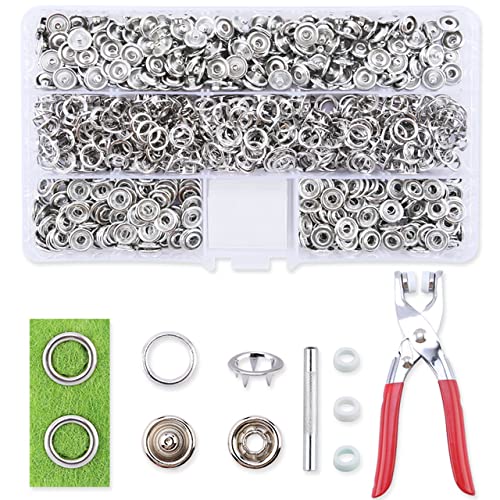 Juego de 200 herramientas de kit de sujetadores a presión, anillos de botones a presión de metal con alicates de sujeción, kit de herramientas de presión para costura y manualidades de ropa, 200 pie