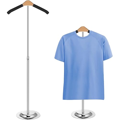 cenryusa Adjustable T-Shirt Display Flexible Shoulder Stand Metal Clothes Hanger, Black, 16-28 Inches