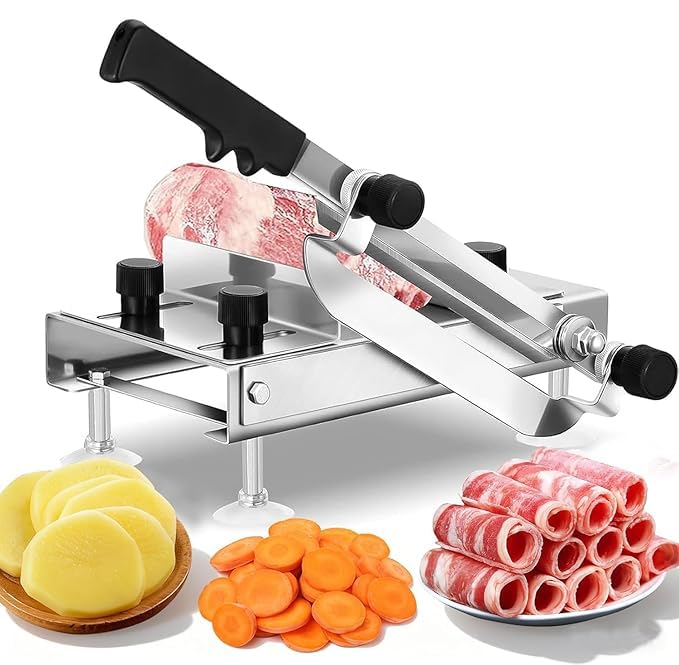 Cortador manual de alimentos con grosor ajustable para carne, verduras y queso