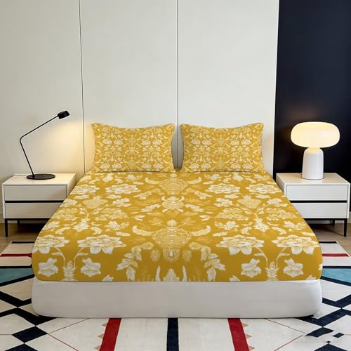 Matthress fitted cover lavable en microfibre douce imprimé fleurs vintage - 4