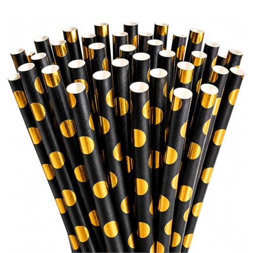 100 Pitillos de Papel Negro y Dorado para Graduación miniatura 1