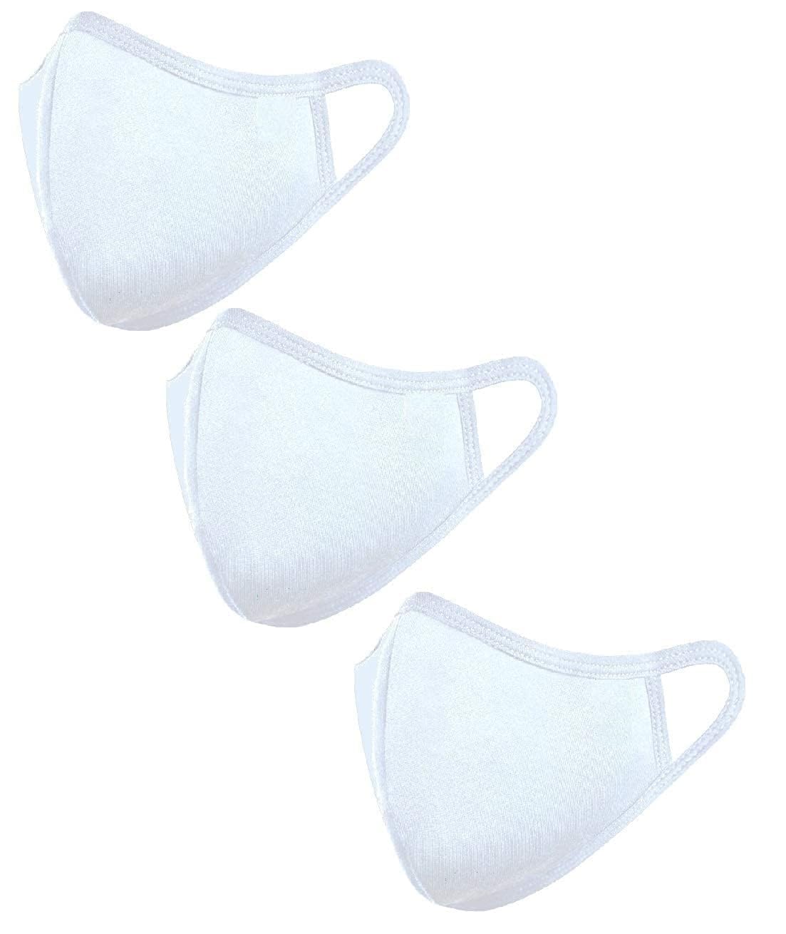 Hosiery Cotton Mask, Reusable and Washable Face Masks - Pack of 3 White-image-14