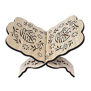 Hifuture123 Koranstandaard retro gesneden moslimitische leesboekenrek inklapbaar Eid Mubarak gebedboekhouder voor…