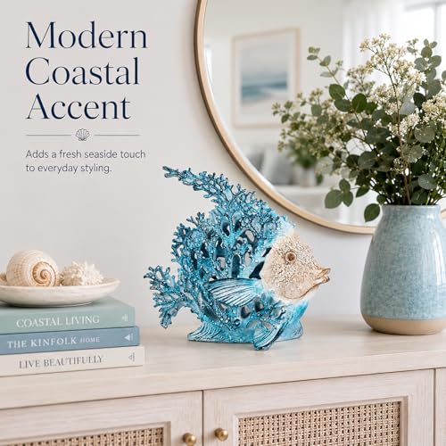 Figura Decorativa Pez Ángel Costero 7.3 in Turquesa miniatura 5