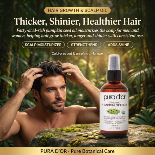 PURA D'OR ORGANIC Pumpkin Seed Oil Pure Cold-Pressed Moisturizer, 4oz | Hydrating Facial Oil, USDA Certified, After-Shower Hydration, Skin, Hair, Hexane-Free, Unscented, Fast-Absorbing, DIY Beauty - image 5
