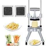 Commercial Vegetable Fruit Dicer with 1/4' 3/8″ Stainless Steel Blade Heavy Duty Professional Food Chopper French Fry Cutter For Onion for Tomato Peppers Potato Mushroom, Sliver